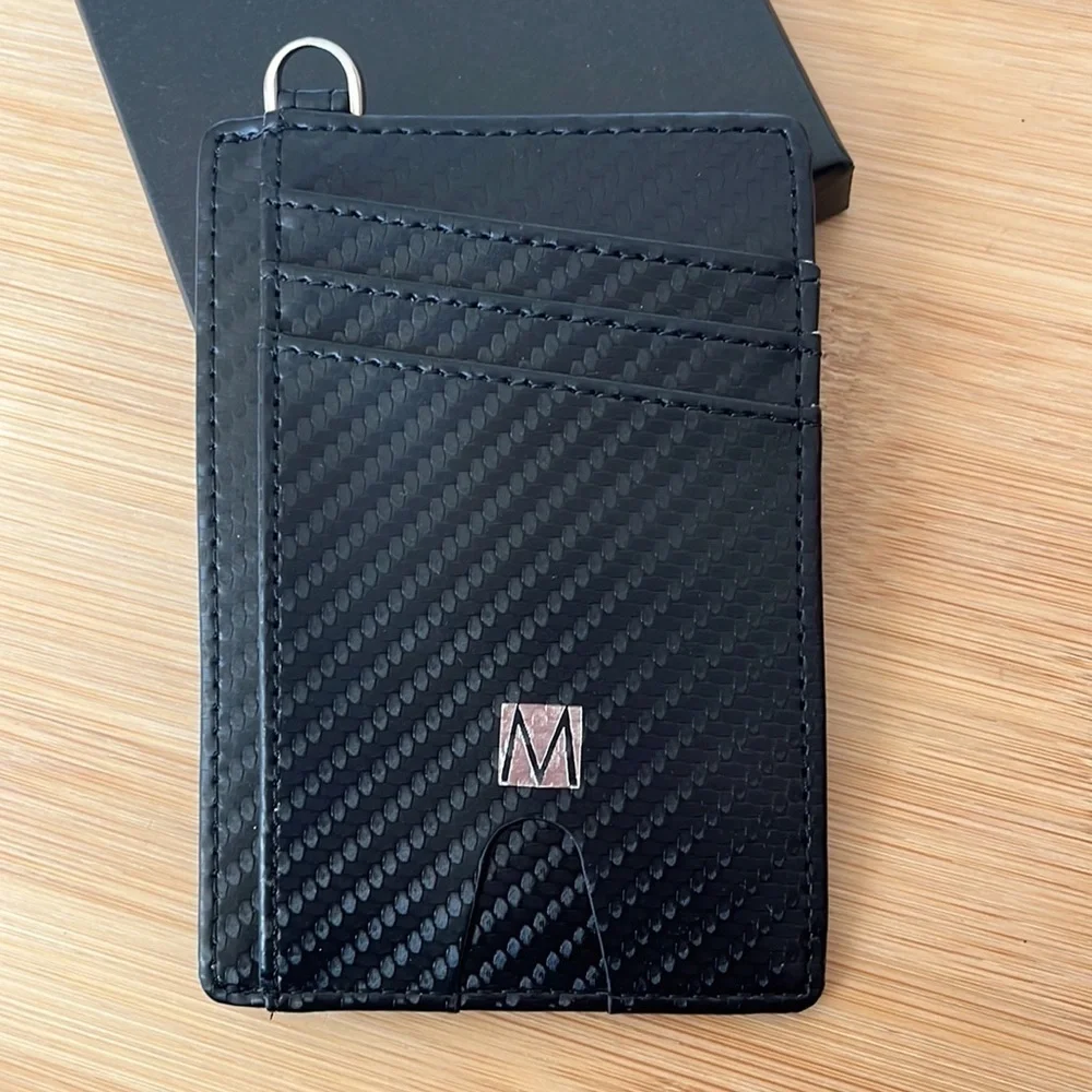Brand New Montableu Handcrafted Card Holder Slim Front Pocket Wallet Black